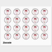 Sticker Rond Confit de fraises fait maison Gingham noir rustiq (Feuille)
