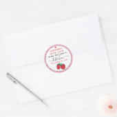 Sticker Rond Confit de Fraises Maison Gingham Rose Rustique (Enveloppe)