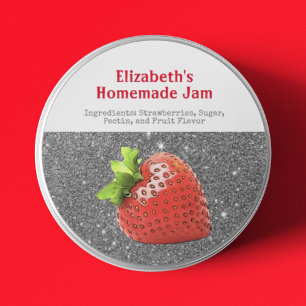 Sticker Rond Confit de Fraises Maison Personnalisé Sparkle Arge
