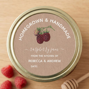 Sticker Rond Confit de framboise fait maison & artisanal Papier