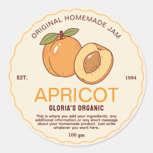 Sticker Rond Confit de fruits d'abricot vintage Produit fait ma