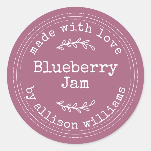 Sticker Rond Confit de myrtille fait maison rustique violet (Devant)