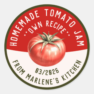 Sticker Rond Confit de tomates fait maison avec deux couleurs