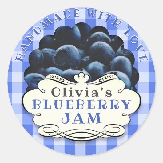 Sticker Rond Confiture de bleuet artisanale (Devant)