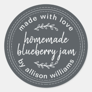 Sticker Rond Confiture de bleuet rustique maison Canning Bleu f