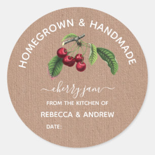 Sticker Rond Confiture de Cerise Faite Maison & Artisanale Papi