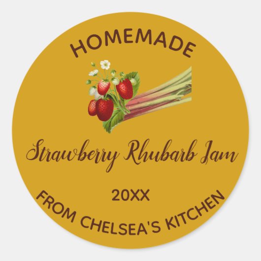 Sticker Rond Confiture de fraise et de rhubarbe maison modifiab (Devant)