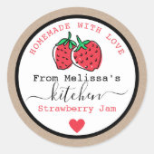 Sticker Rond Confiture De Fraise Kraft Rustique De La Cuisine D (Devant)