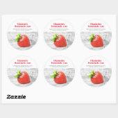 Sticker Rond Confiture de fraise maison personnalisée Argent ro (Feuille)