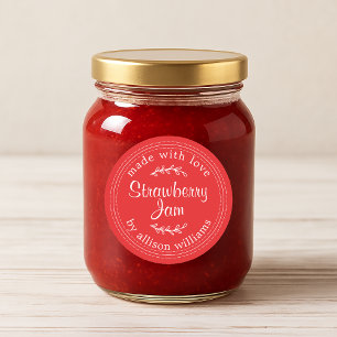Sticker Rond Confiture de fraise rouge maison rustique
