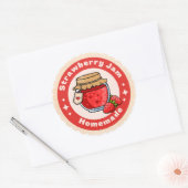 Sticker Rond Confiture de fraises artisanale rouge et beige (Enveloppe)