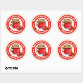 Sticker Rond Confiture de fraises artisanale rouge et beige (Feuille)