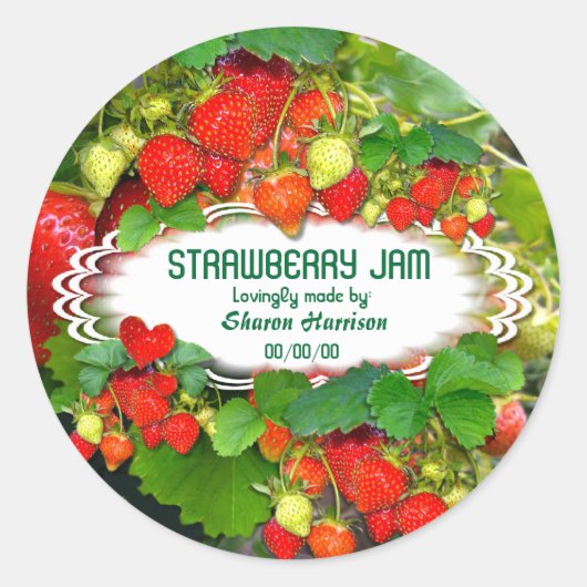 Sticker Rond Confiture de fraises customisée (Devant)