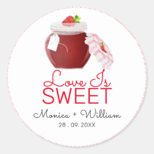 Sticker Rond Confiture de fraises Love Is Sweet   Mariage