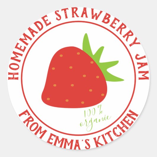 Sticker Rond Confiture de fraises maison - 100% bio (Devant)