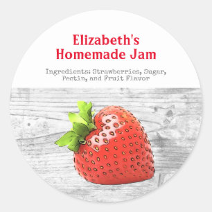 Sticker Rond Confiture de fraises maison argent rouge personnal