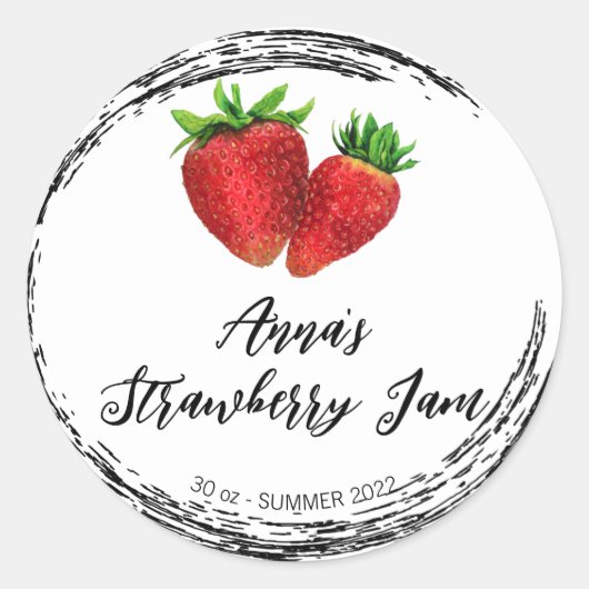 Sticker Rond *~* Confiture de fraises maison conserve la canne  (Devant)