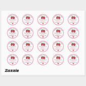 Sticker Rond Confiture de fraises maison En vichy rose rustique (Feuille)