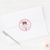 Sticker Rond Confiture de fraises maison En vichy rose rustique (Enveloppe)