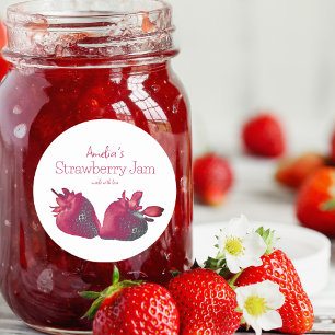 Sticker Rond Confiture de fraises maison personnalisée