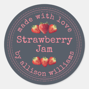 Sticker Rond Confiture de fraises maison rustique Classique Bât