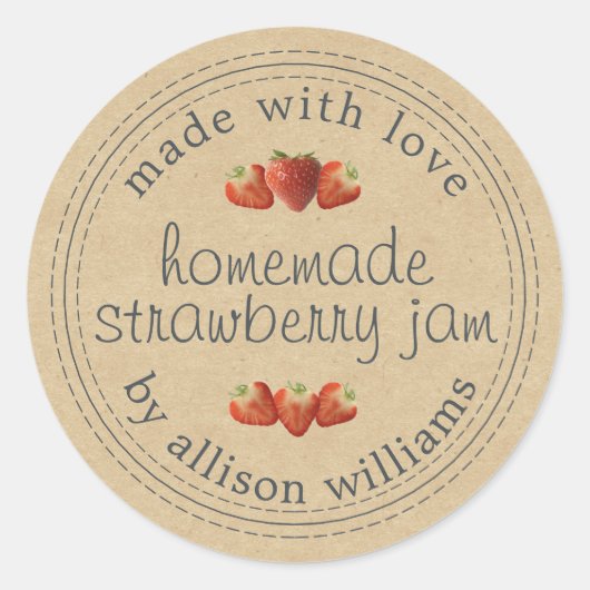 Sticker Rond Confiture de fraises maison rustique en conserve p (Devant)