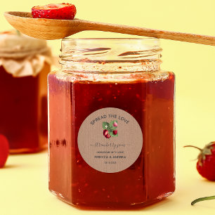 Sticker Rond Confiture de Fraises "Partagez l'Amour" Papier Kra