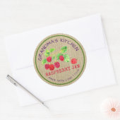 Sticker Rond Confiture de framboise en toile de jute Rustique F (Enveloppe)