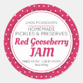 Sticker Rond Confiture de gooseberry rouge préserver pot alimen (Devant)