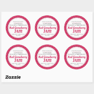 Sticker Rond Confiture de gooseberry rouge préserver pot alimen