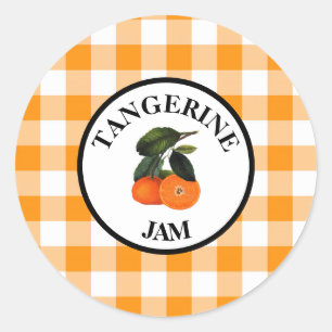 Sticker Rond Confiture de mandarine Gingham