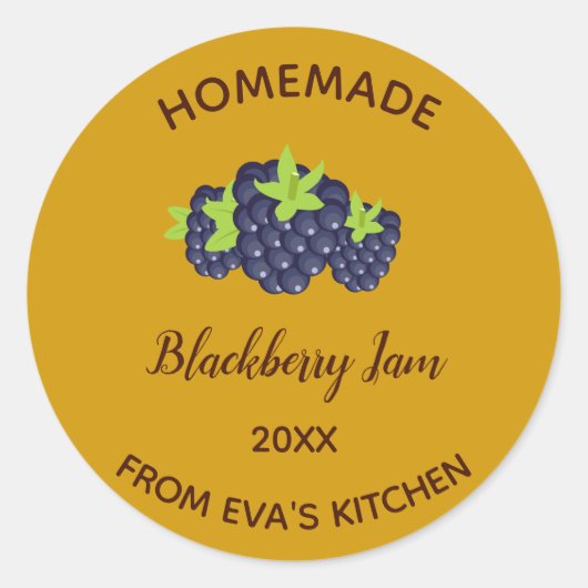 Sticker Rond Confiture de mûres maison comestible et modifiable (Devant)