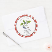 Sticker Rond Confiture de Myrtille Gingham Jam. Pot (Enveloppe)