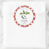 Sticker Rond Confiture de Myrtille Gingham Jam. Pot (Sac)
