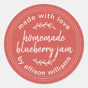 Sticker Rond Confiture de Myrtille Maison Rustique Automne Roug