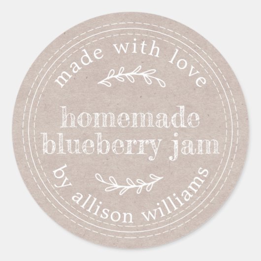 Sticker Rond Confiture de myrtille maison rustique dans du papi (Devant)