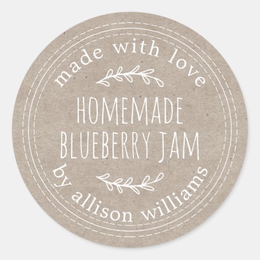 Sticker Rond Confiture de myrtille maison rustique dans du papi (Devant)
