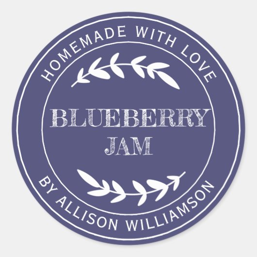 Sticker Rond Confiture de myrtille maison rustique dans un pot (Devant)
