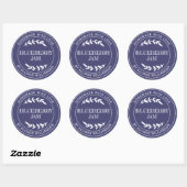 Sticker Rond Confiture de myrtille maison rustique dans un pot (Feuille)