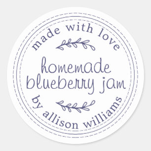 Sticker Rond Confiture de myrtille maison rustique en conserve