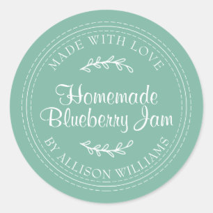 Sticker Rond Confiture de myrtille maison rustique en conserve