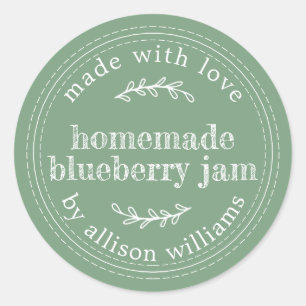 Sticker Rond Confiture de myrtille maison rustique en conserve 
