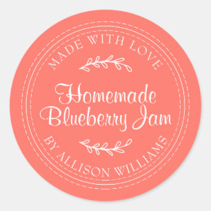 Sticker Rond Confiture de myrtille maison rustique en conserve