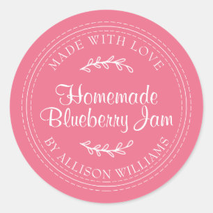 Sticker Rond Confiture de myrtille maison rustique mise en cons