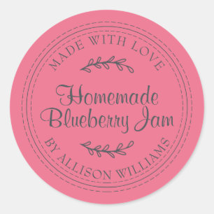 Sticker Rond Confiture de myrtille maison rustique mise en cons