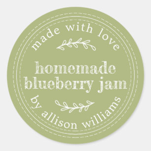 Sticker Rond Confiture de myrtille maison rustique mise en cons