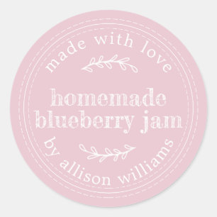 Sticker Rond Confiture de Myrtille Maison Rustique Rose Clair