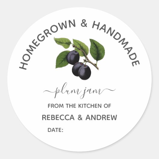 Sticker Rond Confiture de prune artisanale Vintage (Devant)