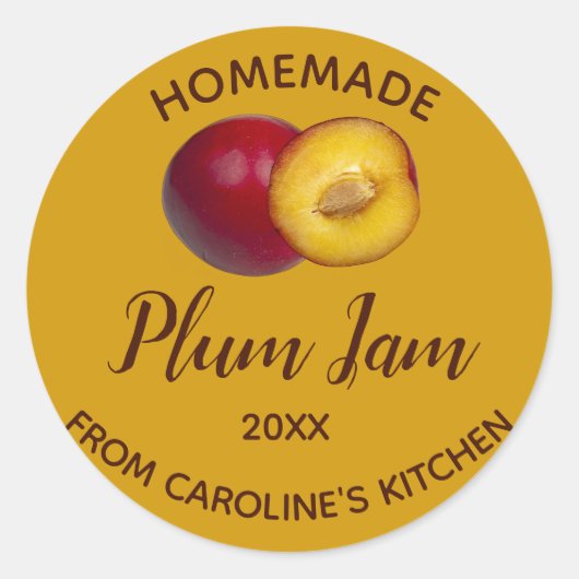 Sticker Rond Confiture de prunes maison comestible et modifiabl (Devant)