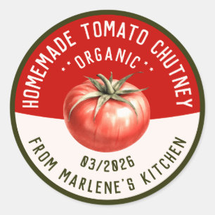Sticker Rond Confiture de tomates maison avec deux couleurs